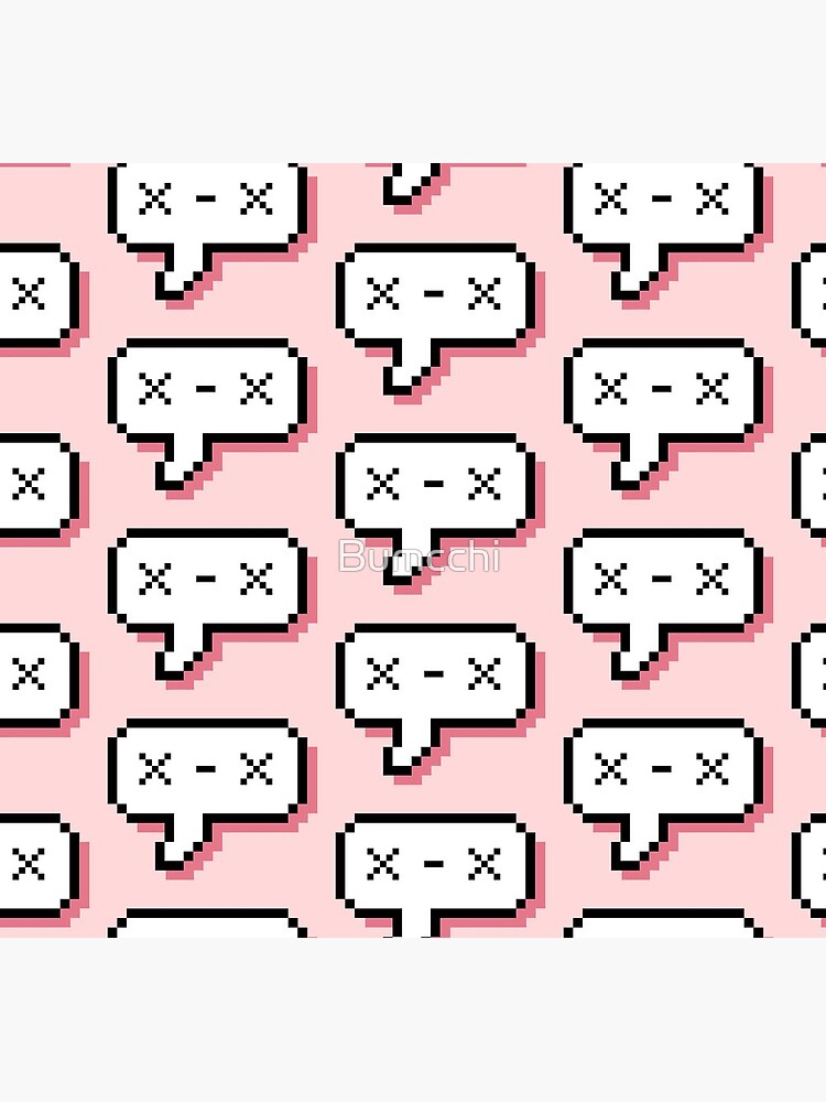 Dead Kaomoji - Pixel Speech Bubble - (Pink) by Bumcchi