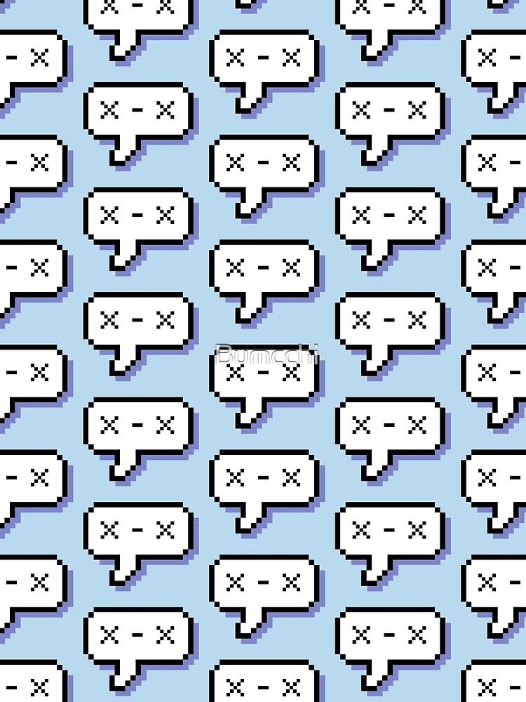Dead Kaomoji - Pixel Speech Bubble - (Blue) by Bumcchi