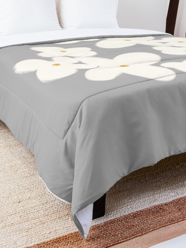 Alternate view of Painted Blooms in Pale Blush Pink on Solid Grey. Cheerful. Floral. Minimalist. Comforter