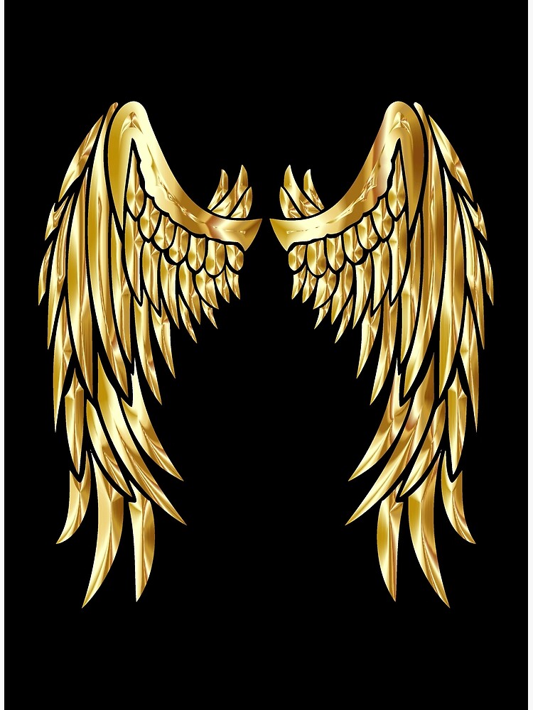 Gold Flecks Black Angel Wings print by Pineapple Licensing