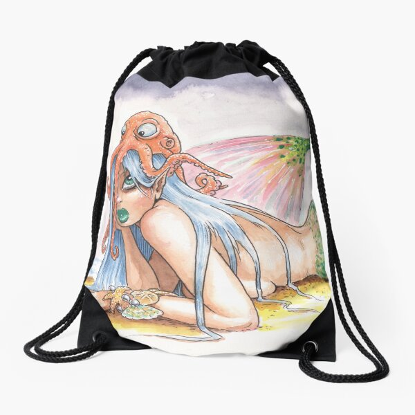 "HE DID IT" - Mermaid and Friends Drawstring Bag