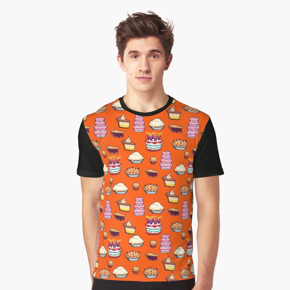 Pastry Pixel Pattern Graphic T-Shirt