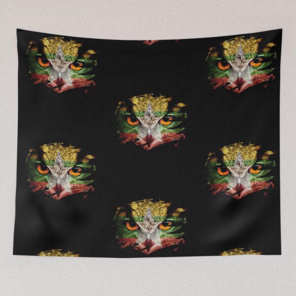 Item preview, Myanmar Flag and Menacing Owl designed and sold by ockshirts.