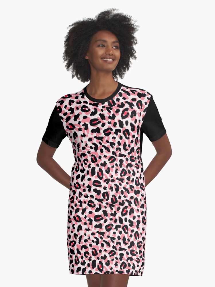 pink leopard print shirt dress