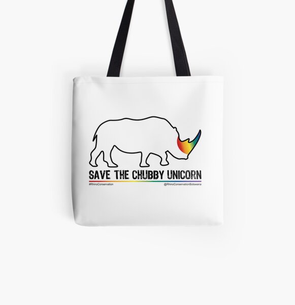 Save The Chubby Unicorn Rainbow Horn All Over Print Tote Bag
