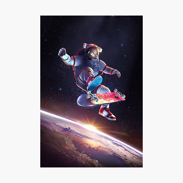 Item preview, Astronaut Kickflip Space Poster designed and sold by lynxcollection.