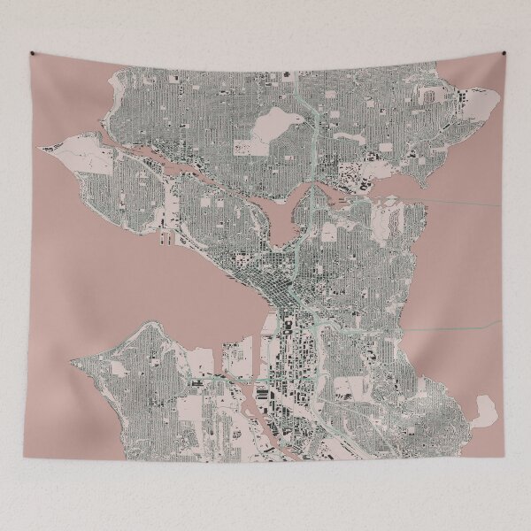 Item preview, Seattle, Washington City Map designed and sold by heatherhartman.