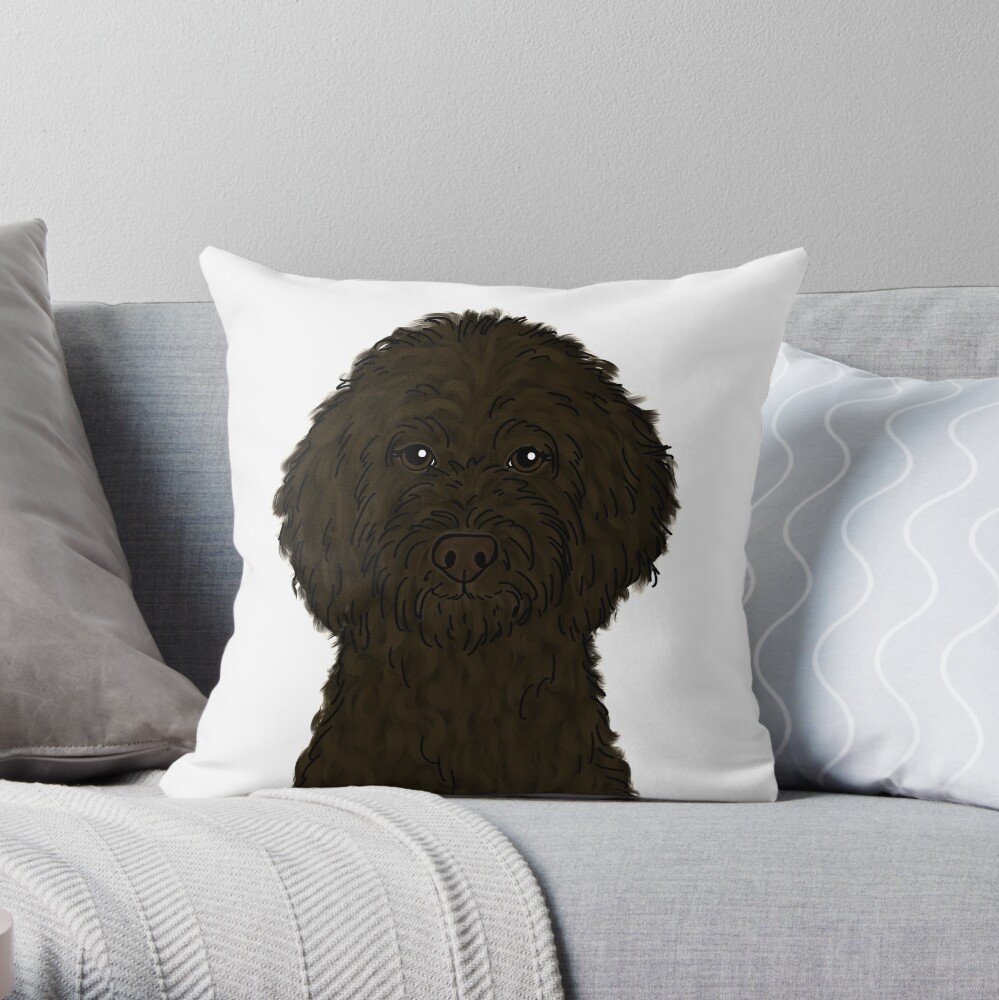 Chocolate Brown Goldendoodle Throw Pillow
