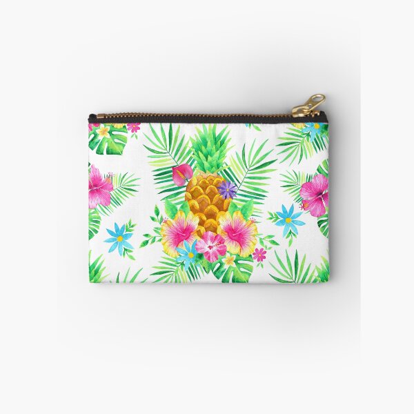 Item preview, Pineapple with Hibiscus Flowers and Palm Leaves in an All Over Pattern designed and sold by KConfetti.