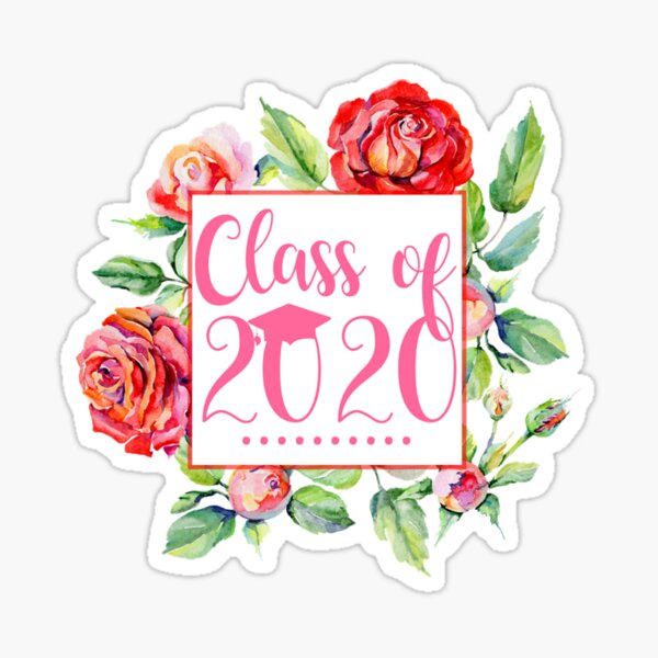 Class of 2020 Cursive Letters with flowers' Sticker