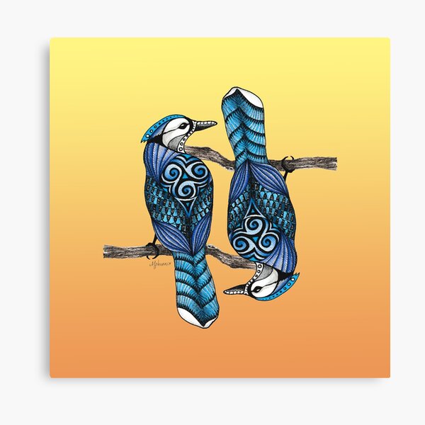 Blue Jay Yin Yang Canvas Print