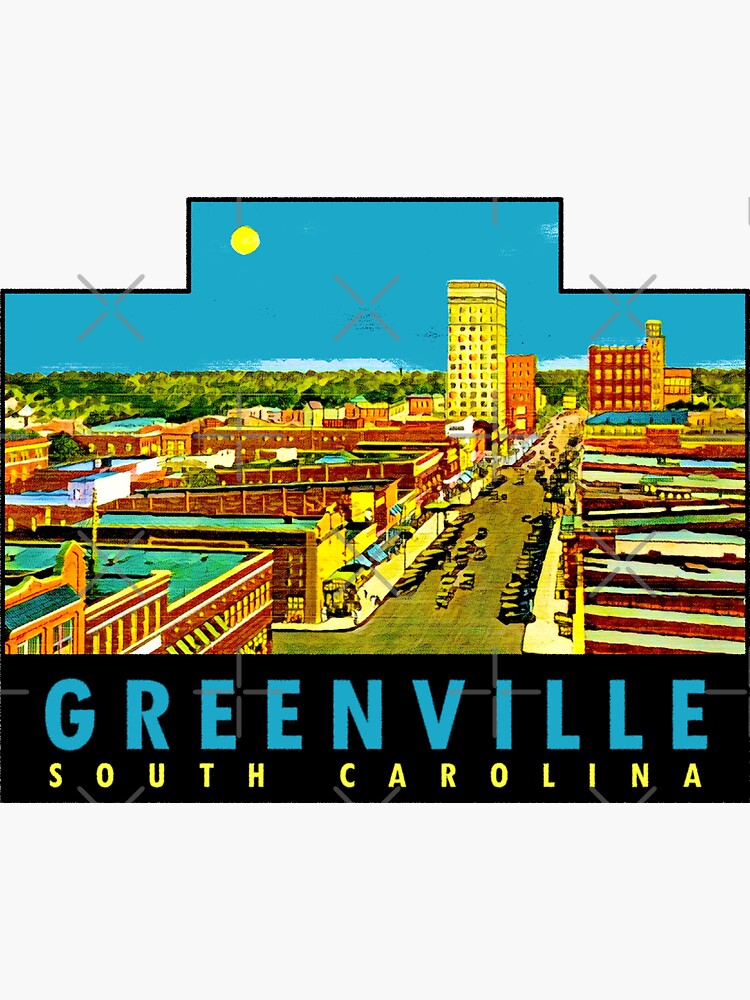 "Greenville South Carolina Vintage Travel Decal" Sticker for Sale by