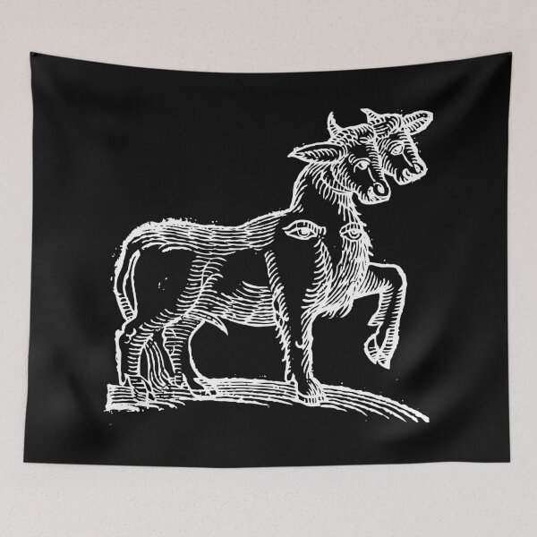 Item preview, Two-Headed Cow Drawing (Black) Old Antique Illustration designed and sold by freshlypeeled.