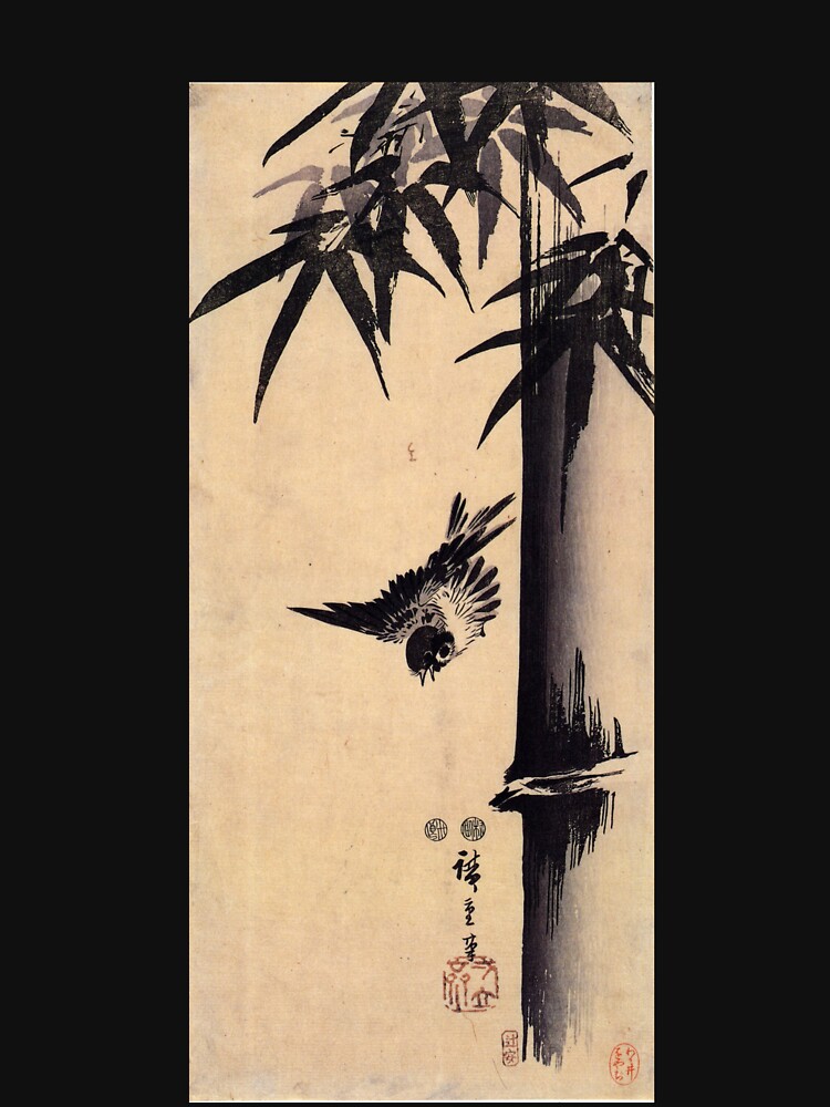 Sparrow and Bamboo 2 by Utagawa Hiroshige (Reproduction) by RozAbellera