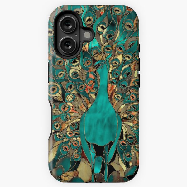 Artikel-Vorschau von Aqua und Goldpfau-Buntglas, designt und verkauft von Sasha Art Gallery.