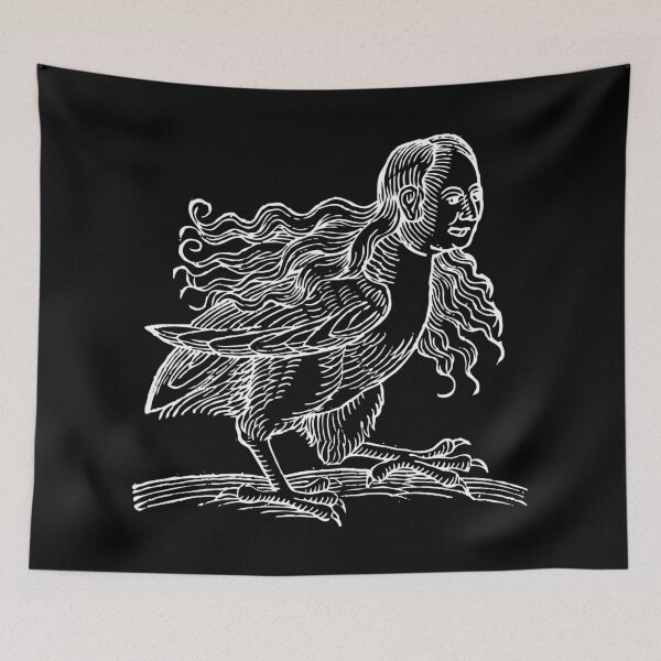 Item preview, Sparrow Woman Drawing (Black) Old Antique Illustration designed and sold by freshlypeeled.