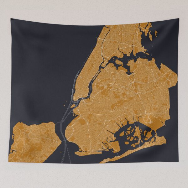 Item preview, New York City Map, Modern Blue/Orange designed and sold by heatherhartman.