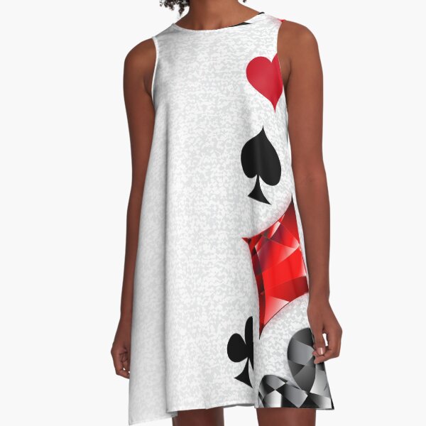 Gray Background with Polygonal Playing Cards Symbols A-Line Dress