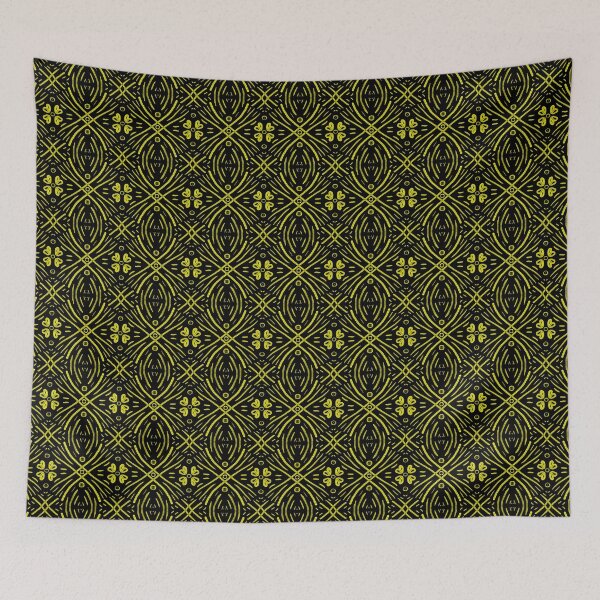 Item preview, Infinity Flowers Motif - Yellow On Black designed and sold by Blenderbeetle.