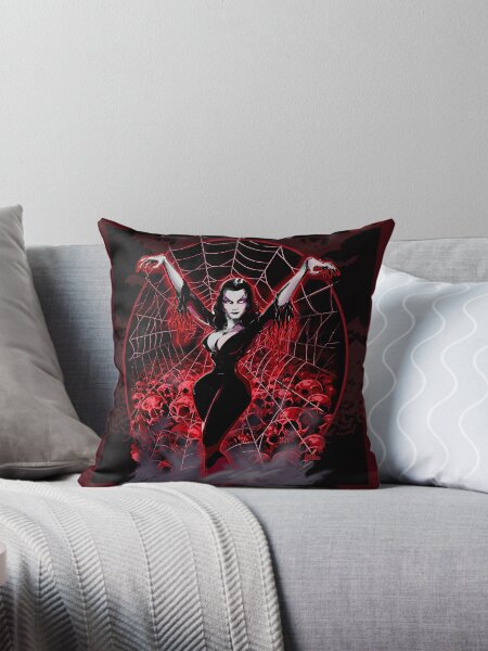 Vampira Spider web gothic Throw Pillow