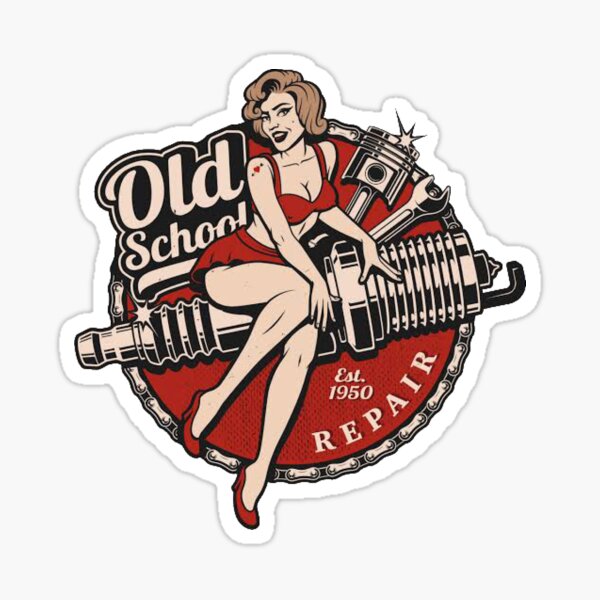 Vintage Old School Retro Pin up Girl Sticker