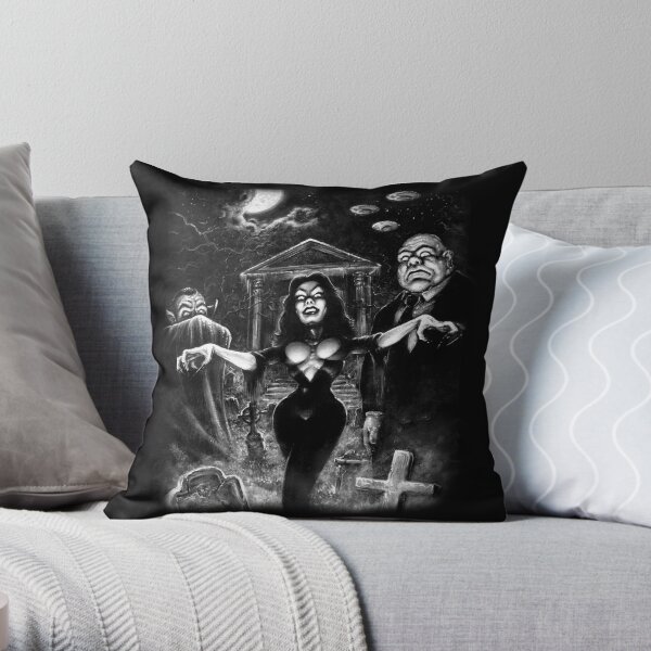 Vampira Plan 9 zombies Throw Pillow