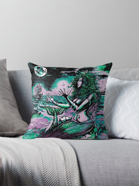 Mermaid Siren Sea Pearl Atlantis Throw Pillow
