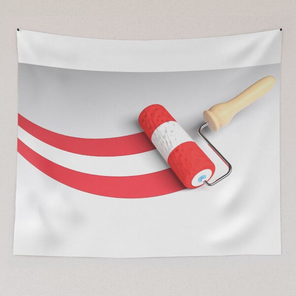 Item preview, Roller paint brush giving to a white surface the colors of the flag of  Austria - 3D rendering illustration designed and sold by carlotoffolo.