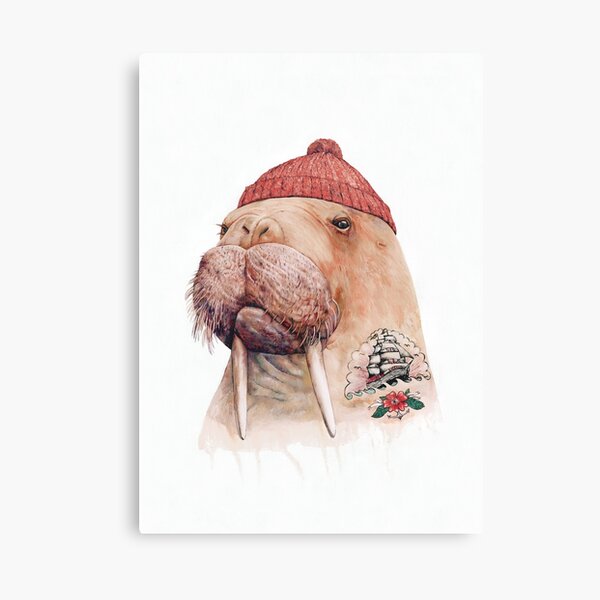 Item preview, Tattooed Walrus (Red) designed and sold by AnimalCrew.