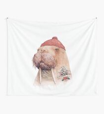 Tätowiertes Walross (rot) Wandbehang