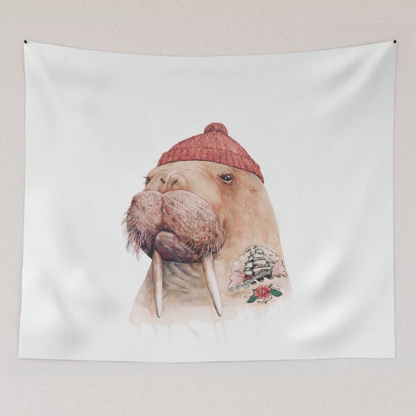 Item preview, Tattooed Walrus (Red) designed and sold by AnimalCrew.