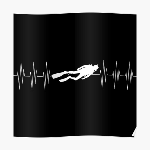 "Heart Rate Diving Diver Gift Swimming Water Sport" Poster by Franja2