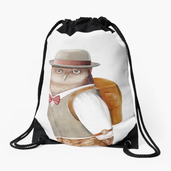 Travelling Owl Drawstring Bag