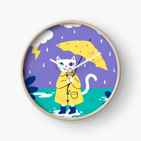 Gato con paraguas Reloj