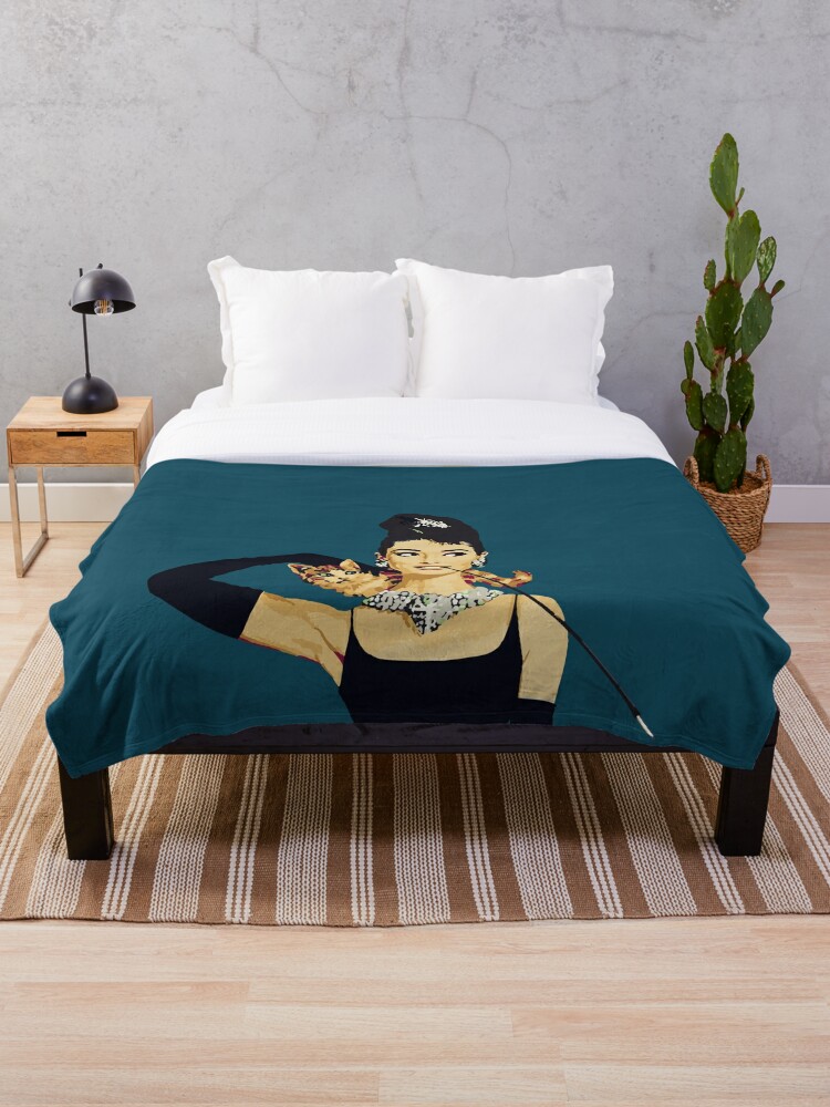 Breakfast At Tiffanys Audrey Hepburn Blue Throw Blanket By Koovox Redbubble