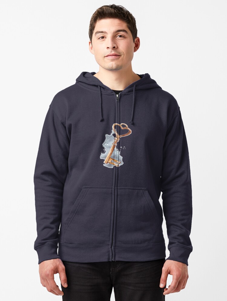 Zip Up Hoodie Antique Skeleton Key Hooded Sweatshirt for Men