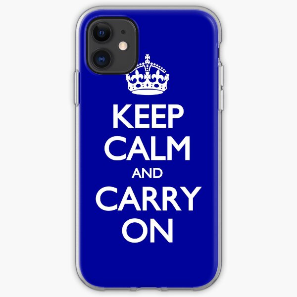 Keep Calm And Carry On Blue Motivational Poster iPhone Soft Case
