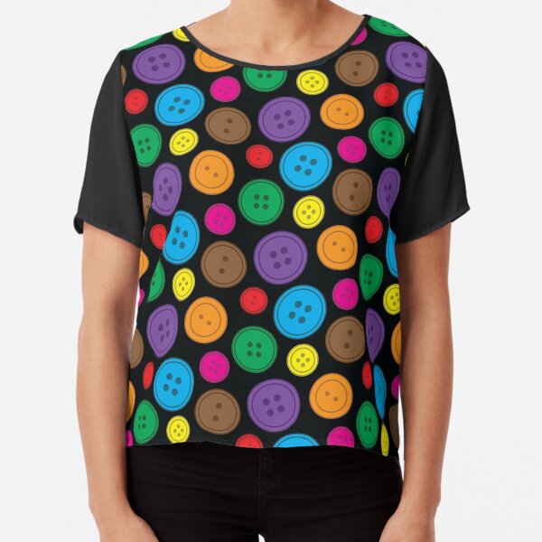 Rainbow Buttons Chiffon Top