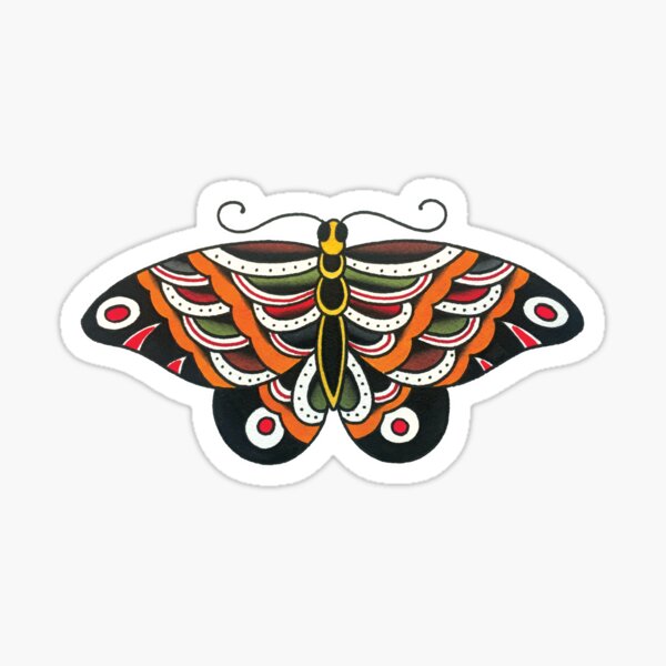 Traditional Large Butterfly Tattoo Design Sticker