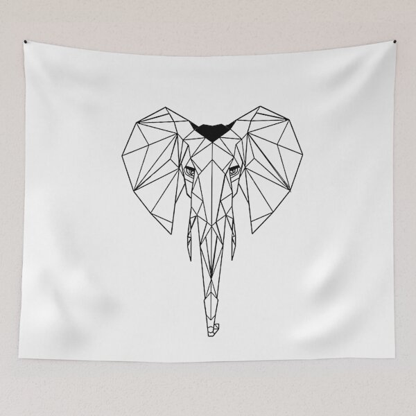 Item preview, Elephant Geometric I low poly I line art I drawing designed and sold by Unpredictable Lab.