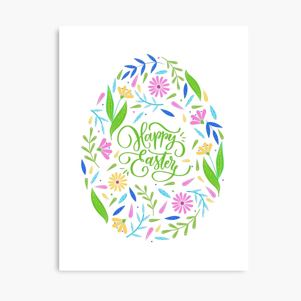 Happy Easter Egg Flower Art Design Draw Street Art Text Quote | Art Board  Print