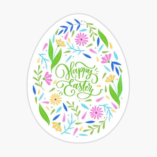 Happy easter floral egg- typography Sticker