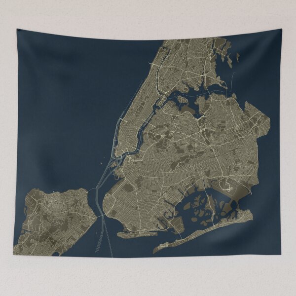 Item preview, New York City Map, Blue/Taupe designed and sold by heatherhartman.