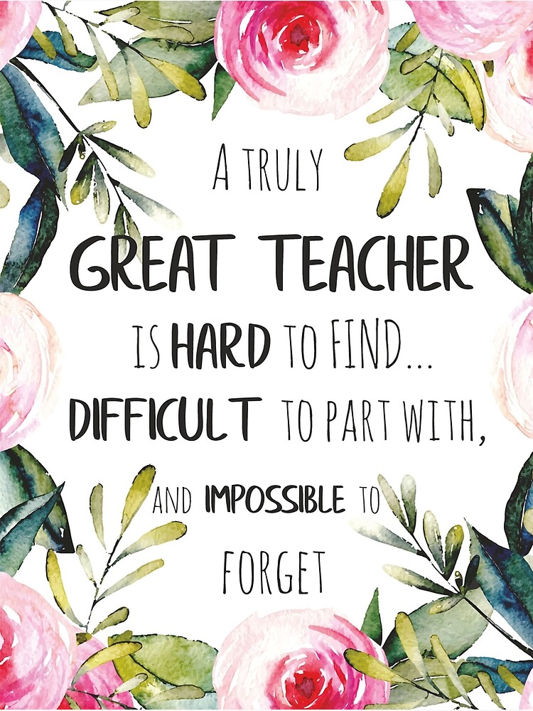 Great Teacher Quote Teacher Farewell Gift Leaving Gift Idea