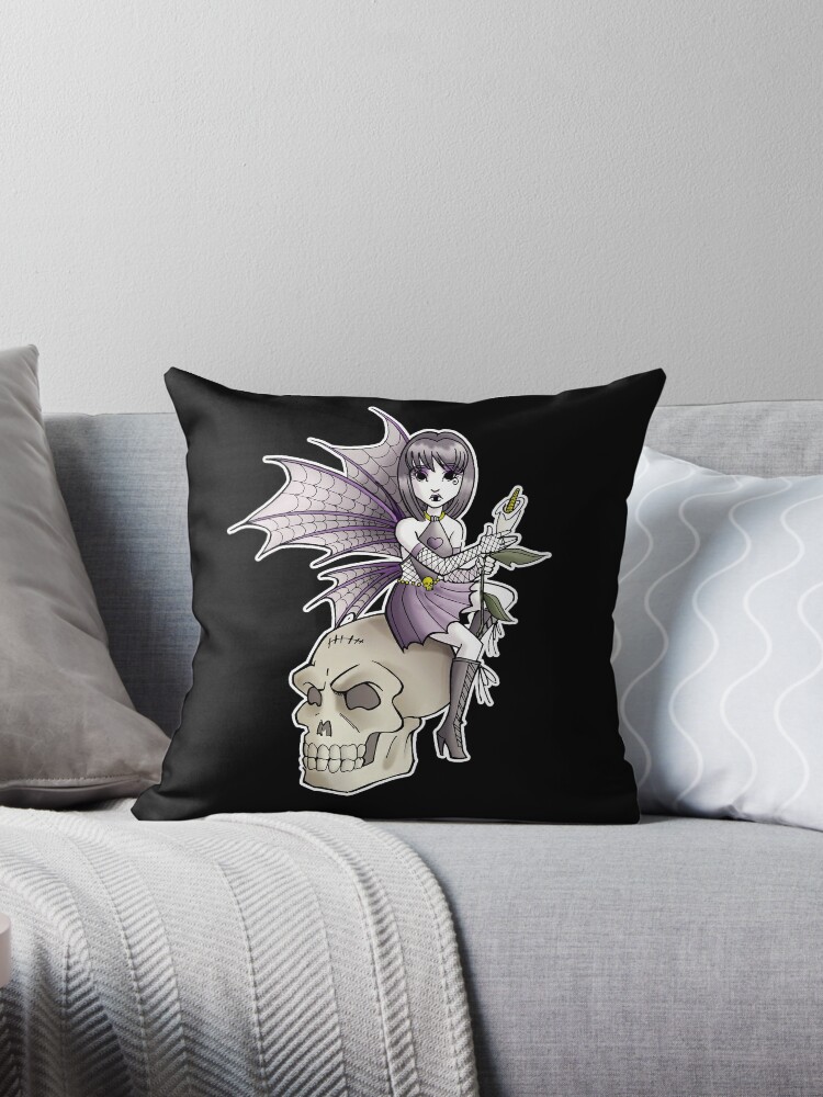 Thumbnail 1 of 3, Throw Pillow, Goth Fairy designed and sold by cybercat.