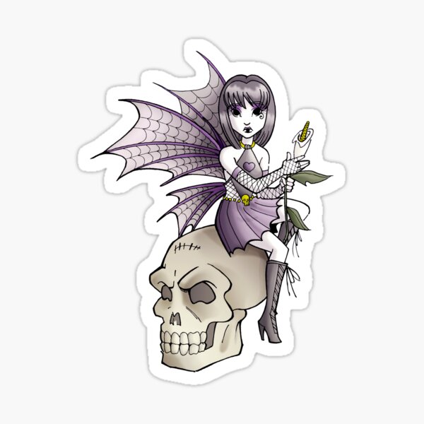 Dark Fairy on a Skull - Dark Fairy - Sticker