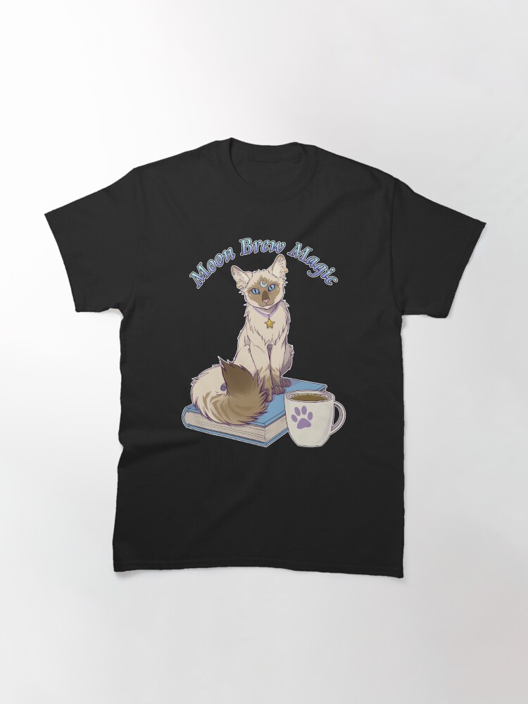 Thumbnail 3 of 7, Classic T-Shirt, Moon Brew Magic Cute Kitty with Coffee designed and sold by cybercat.