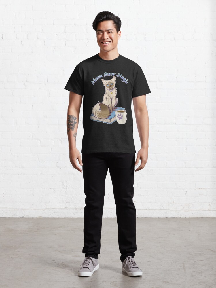 Classic T-Shirt, Moon Brew Magic Cute Kitty with Coffee designed and sold by cybercat