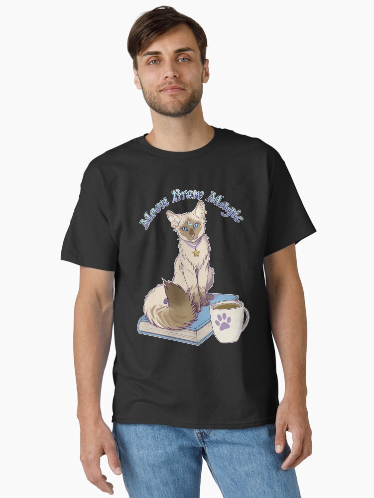 Thumbnail 1 of 7, Classic T-Shirt, Moon Brew Magic Cute Kitty with Coffee designed and sold by cybercat.