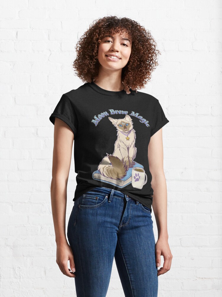 Alternate view of Moon Brew Magic Cute Kitty with Coffee Classic T-Shirt